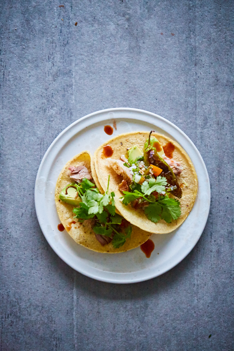 Tacos med langtidsstegt svineskank